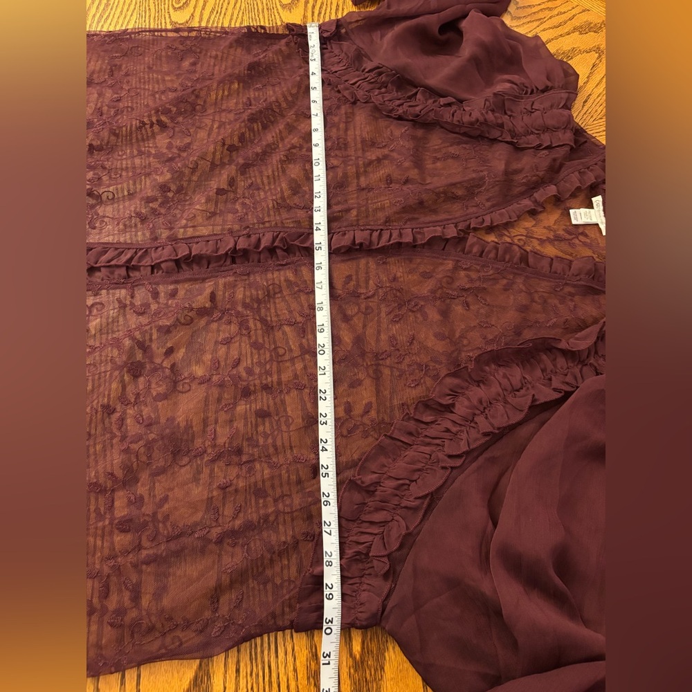 Cato - Maroon Sheer Ruffle Top - Picture 6 of 10